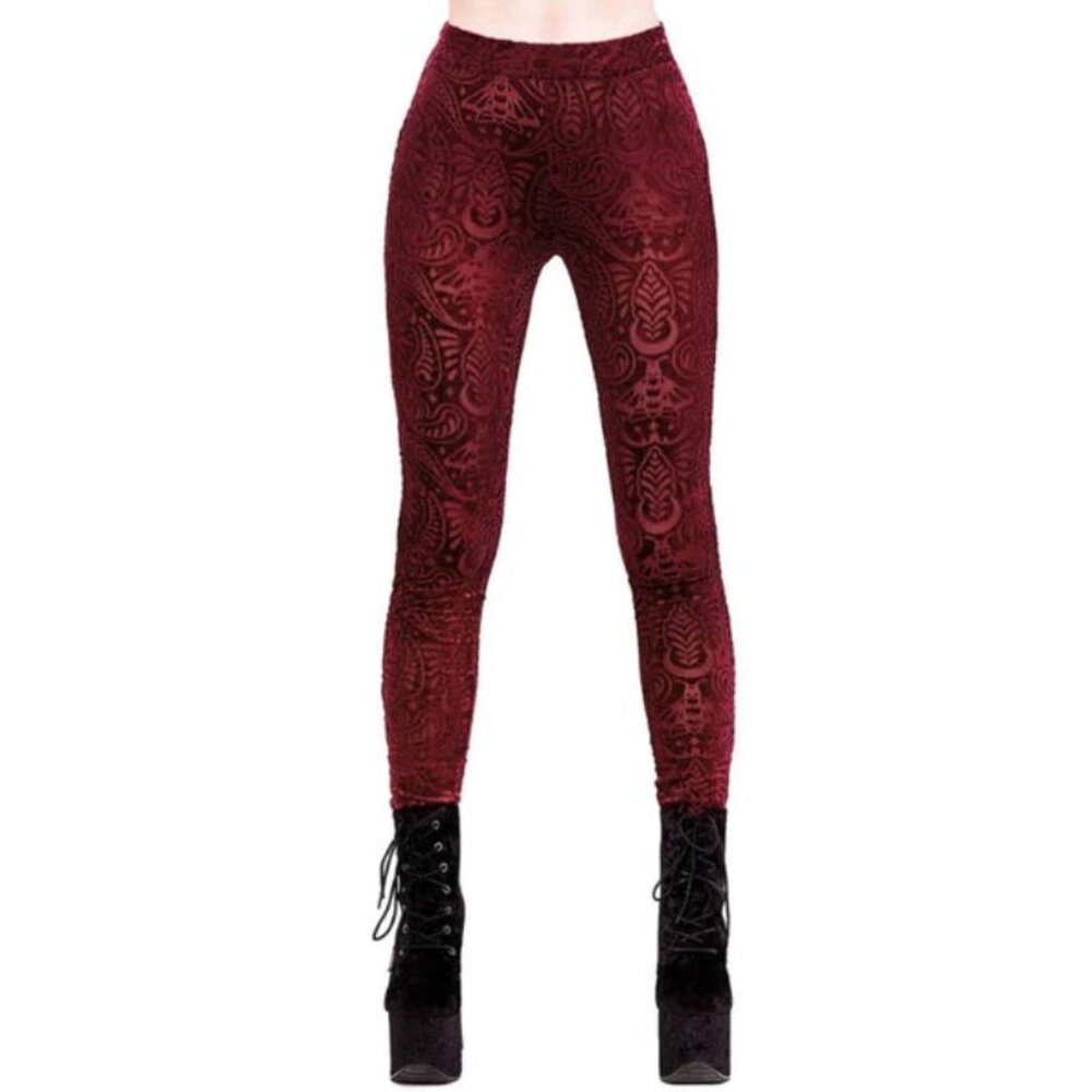 Killstar Saiph Burnout Velvet Leggings - Size XS